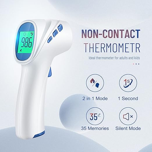 Forehead Thermometer for Adults and Kids, Digital Infrared Thermometer with Fever Alarm, FSA HSA Eligible, Fast Accurate Results, Easy to use