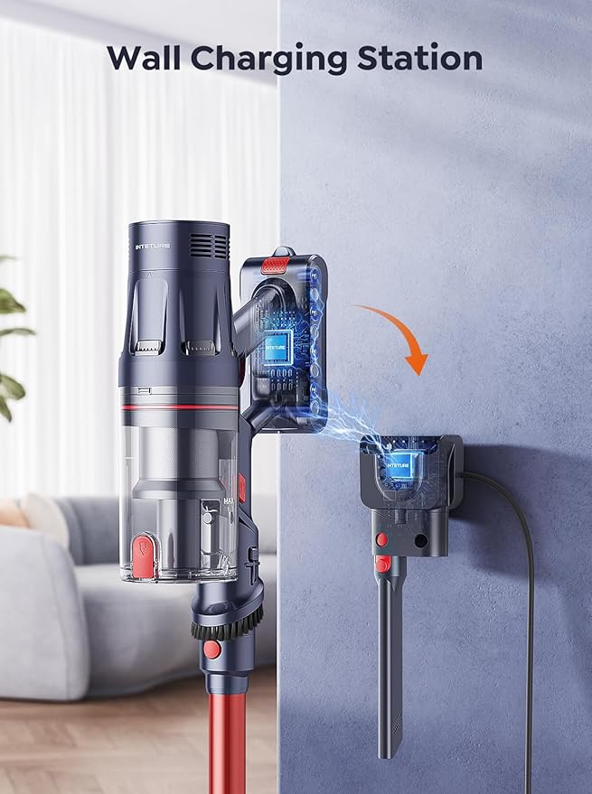 Cordless Vacuum Cleaner, 550W 45Kpa Vacuum Cleaners for Home, Stick Vacuum with Self-Standing, Max 60 Mins, Touch Screen, Vacuum Cleaner with Charging Station for Hard Floor Carpet Car Pet