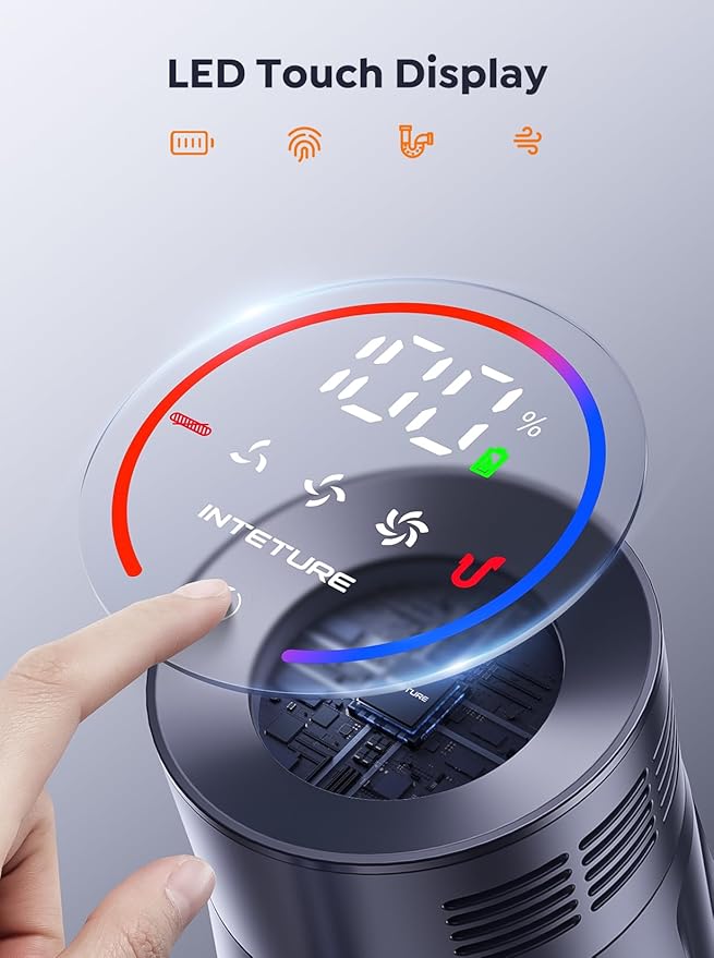 Cordless Vacuum Cleaner, 550W 45Kpa Vacuum Cleaners for Home, Stick Vacuum with Self-Standing, Max 60 Mins, Touch Screen, Vacuum Cleaner with Charging Station for Hard Floor Carpet Car Pet