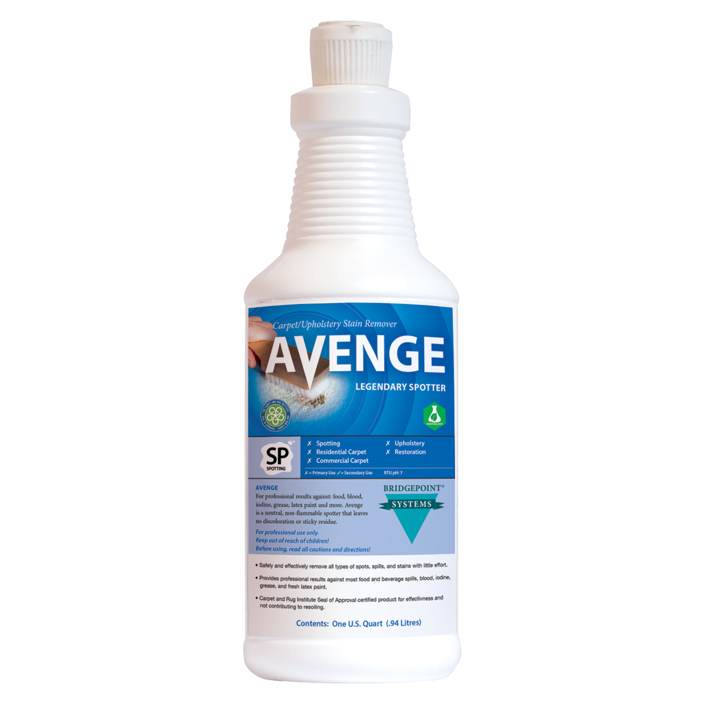 Bridgepoint Systems, Stain Remover, Avenge Neutral Spotter, 1 Quart
