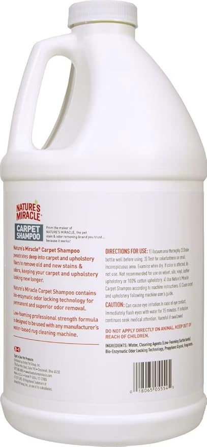 Nature's Miracle Carpet Shampoo, Deep-Cleaning Stain and Odor Remover 64 Ounce