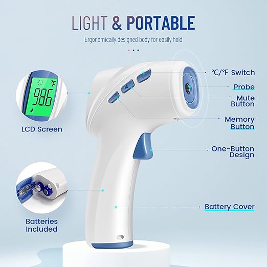 Forehead Thermometer for Adults and Kids, Digital Infrared Thermometer with Fever Alarm, FSA HSA Eligible, Fast Accurate Results, Easy to use