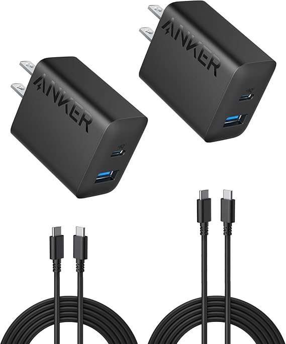 Anker iPhone 16 Charger, USB C Charger, 2-Pack 20W Dual Port USB C Charger Block for iPhone 16 / 15 / 14 and More (2-Pack 5 ft USB C Cable Included)